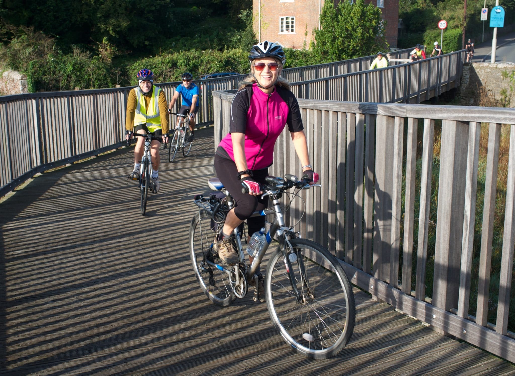 Cyclists on a bridge