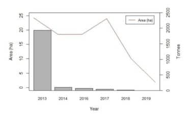 mussel data graph from 2013-2019