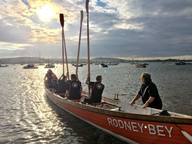 Rowers in a boat