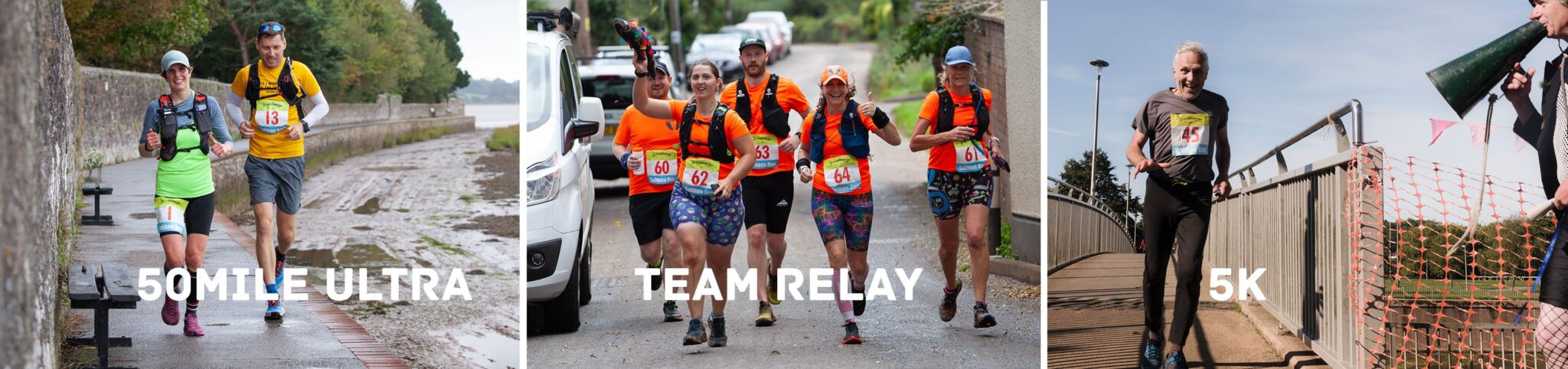 Salmon Run - Pictures of the types of runs e.g. 50 mile ultra, team relay and 5k.